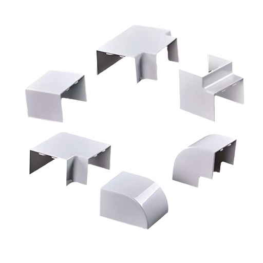 [FG060672] Kit 6 Accessori Per Canaline Passacavi 30X15mm, Connettore Lineare, Forma L, Forma T, Angolare Piatto Interno Esterno, Colore Bianco