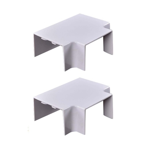 [FG060658] 2 Pezzi Connettore Forma T Per Canaline Passacavi 40X40mm, Colore Bianco