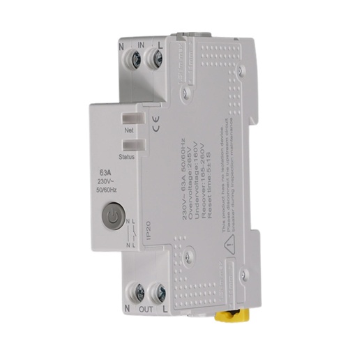 [GS07063] Interruttore WiFi Modulare 63A 220V, 1 Modulo DIN, Memoria, Controllo Remoto con App Tuya Smart Life, Monitoraggio Consumi in Tempo Reale, Compatibile Alexa e Google Home 