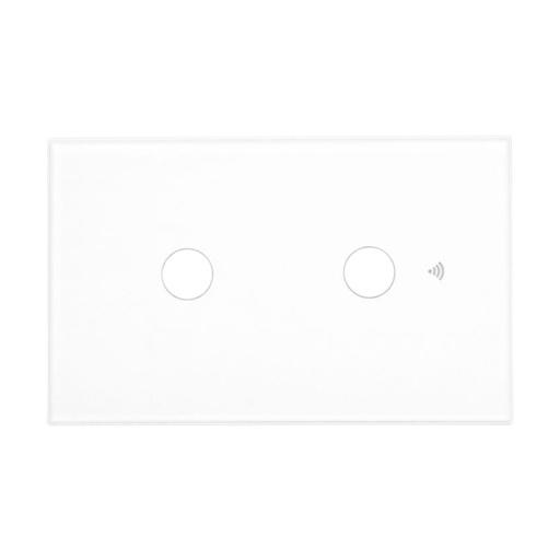 [MMC7752W] Interruttore Led Dimmer Taglio Di Fase, Pannello Touch 2 Tasti, Colore Bianco, WIFI + Bluetooth, APP TUYA Smart Life, 220V 10A, 120X72X38mm Per Scatola 503, IP20