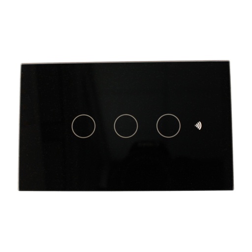 [MMC7753B] Interruttore Led Dimmer Taglio Di Fase, Pannello Touch 3 Tasti, Colore Nero, WIFI + Bluetooth, APP TUYA Smart Life, 220V 10A, 120X72X38mm Per Scatola 503, IP20