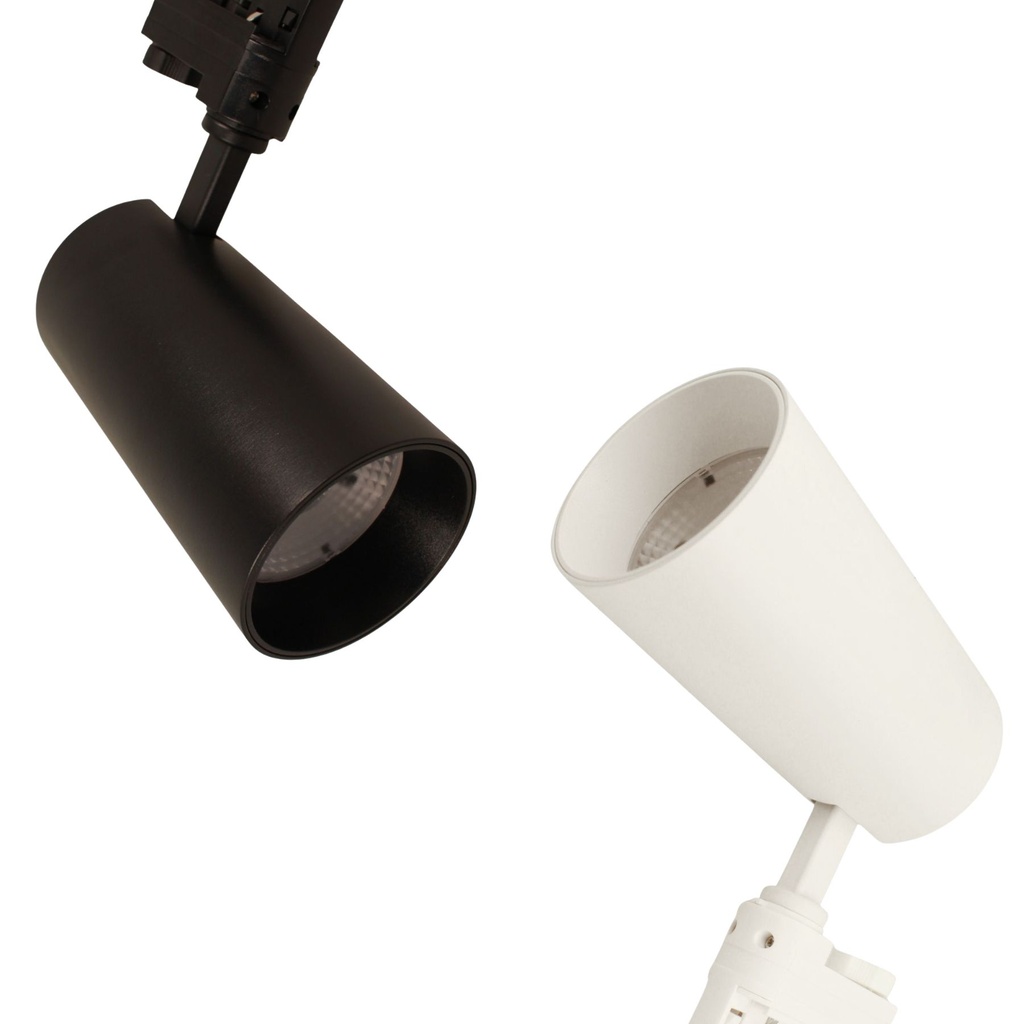 Faro Lampada Led A Binario 30W 2800lm Trifase CCT Angolo Luce 50° CRI>90 UGR<19, 3000K 4000K 6000K 3 In 1 D80X157mm Disponibile Colori Nero/Bianco