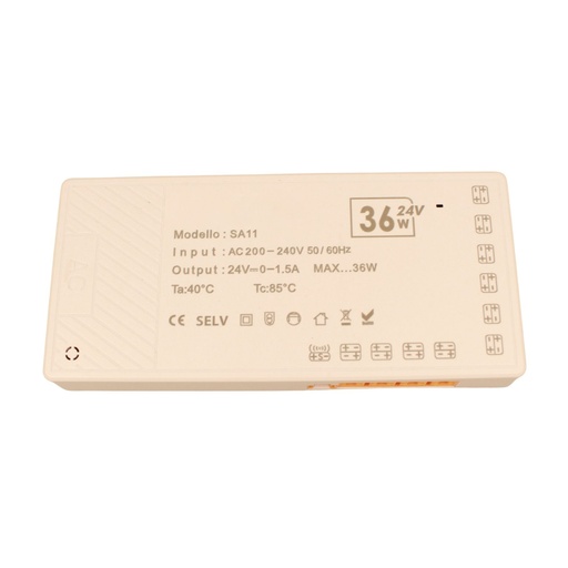 [A2Z1036] Trasformatore Alimentatore Led Driver Mobile 24V 36W, Con 10 Uscite Senza Polarità, Per Luce Led Da Guardaroba Armadio, 130X60X16mm, Cavo Alimentazione Con Spina EU Incluso