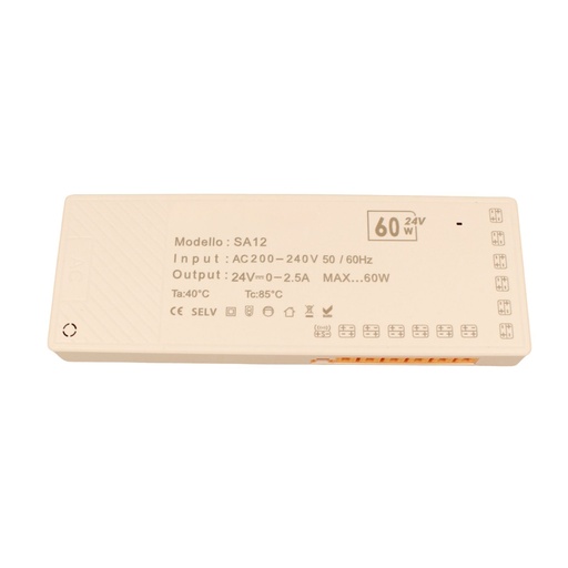 [A2Z1060] Trasformatore LED 24V 60W per mobili, 12 uscite senza polarità, con spina EU