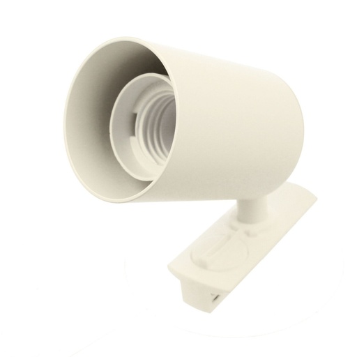 [CB2027B] Porta Faretto da Binario Monofase, Attacco E27 orientabile e ruotabile, Max 50W 220V, Bianco