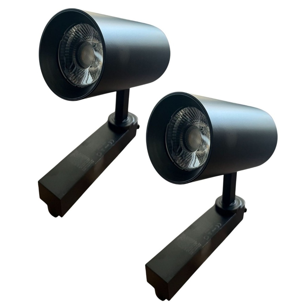 2 Pezzi Faro LED Binario Monofase 30W 2600lm Nero 38° CRI>90 D80x138 mm