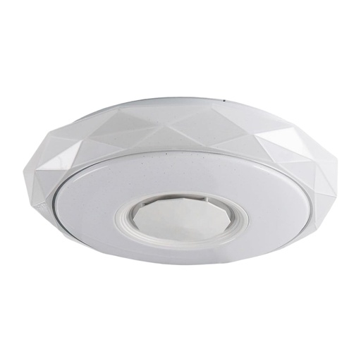 [LP065914] Plafoniera LED CCT Bluetooth Con Altoparlante Musica 48W 4700lm D410x95mm 140° con Telecomando 25-30mmq