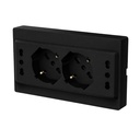 Multipresa Da Incasso Scatola 503 Nero Lucido, 2 Prese Schuko Universale P40 + 2 Prese Bipasso Italiano 10/16A, 140X80X23mm