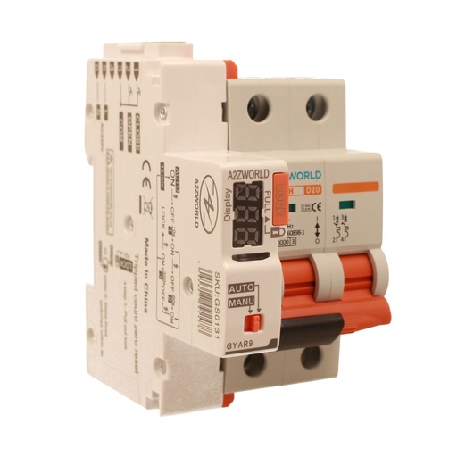 [GA42520RA] MCB Interruttore Magnetotermico Con Riarmo Automatico, Curva D 2P 3M 10000A D20A AC 400V PB8H, 3 Tentativi (10s/60s/300s)