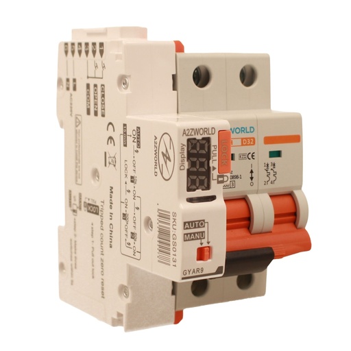 [GA42532RA] MCB Interruttore Magnetotermico Con Riarmo Automatico, Curva D 2P 3M 10000A D32A AC 400V PB8H, 3 Tentativi (10s/60s/300s)