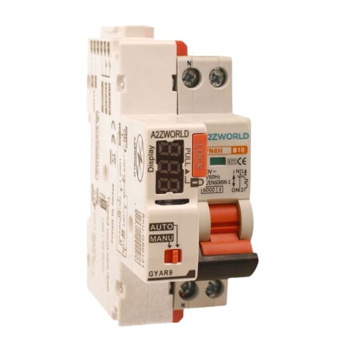 [GA27410RA] MCB Interruttore Magnetotermico Con Riarmo Automatico, Curva B 1P+N 2M 6000A B10A AC 230V PN8H, 3 Tentativi (10s/60s/300s)