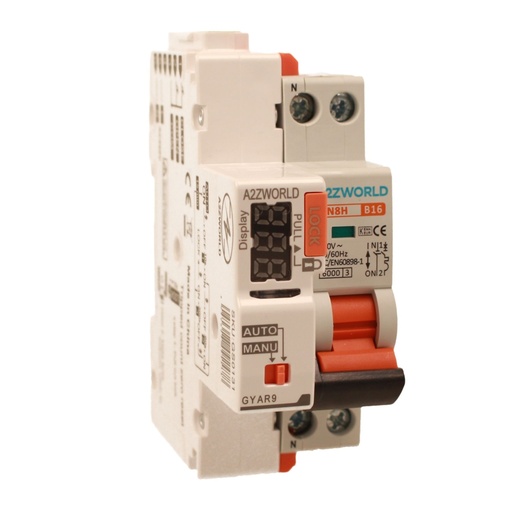 [GA27416RA] MCB Interruttore Magnetotermico Con Riarmo Automatico, Curva B 1P+N 2M 6000A B16A AC 230V PN8H, 3 Tentativi (10s/60s/300s)