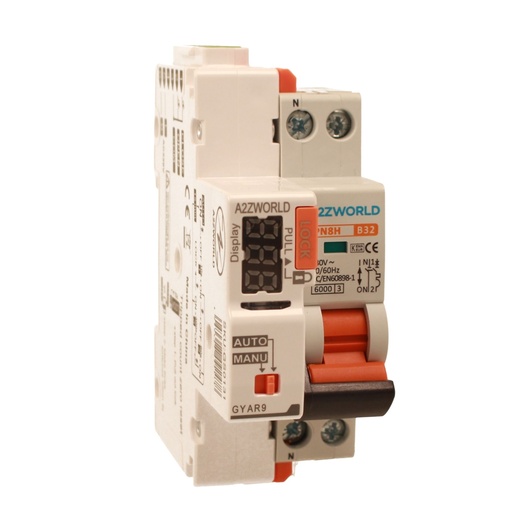 [GA27432RA] MCB Interruttore Magnetotermico Con Riarmo Automatico, Curva B 1P+N 2M 6000A B32A AC 230V PN8H, 3 Tentativi (10s/60s/300s)