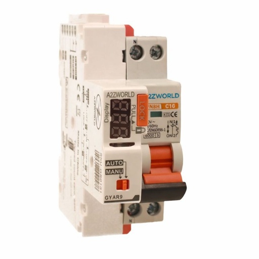 [GA37410RA] MCB Interruttore Magnetotermico Con Riarmo Automatico, Curva C 1P+N 2M 6000A C10A AC 230V PN8H, 3 Tentativi (10s/60s/300s)