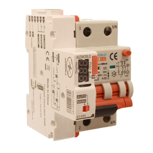 [GB22632RA] RCBO Interruttore Magnetotermico Differenziale Con Riarmo Automatico, Tipo A - SI Curva C 2P Veri 3M 6000A 300mA, C32A  AC 230V IP20 PL8M2, 3 Tentativi (10s/60s/300s)