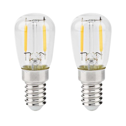 [LC142C] 2 Lampadina Led Filamento E14 2W 220V 220LM Caldo 2700K Per Frigorifero Vetro Trasparente
