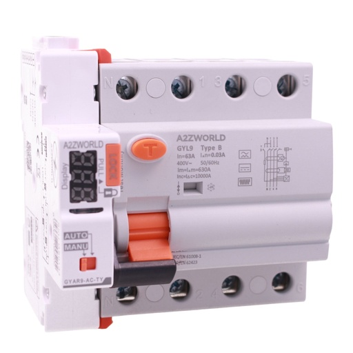 RCCB Interruttore Differenziale Puro WIFI Con Riarmo Automatico Tipo B 3P+N 5M 10000A 63A AC 400V IP20 IEC61008-1 / IEC62423 GYL9, Disponibili 30mA 300mA
