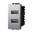 Modulo Presa Caricatore USB 5V 2,1A 2 Porte USB-A Colore GRIGIO Compatibile Con Bticino Living International