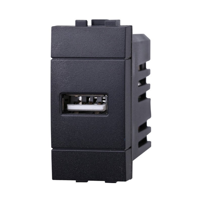 Modulo Presa Caricatore USB 5V 2,1A Colore Nero Compatibile Con Bticino Living International