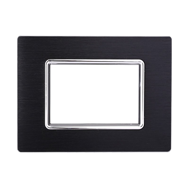 Placca In Alluminio ETTROIT Serie Space 3 Posti/Moduli 503 Compatibile Con Bticino Living, Disponibili Nero Grigio Bronzo Oro Silver Lucido 