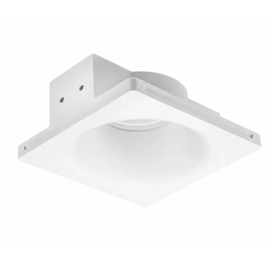 [CL10345] Portafaretto In Gesso Da Incasso, Quadrato 120X120X45mm, Bianco Verniciabile Portalampada GU10 e Connettore Fast Incluso