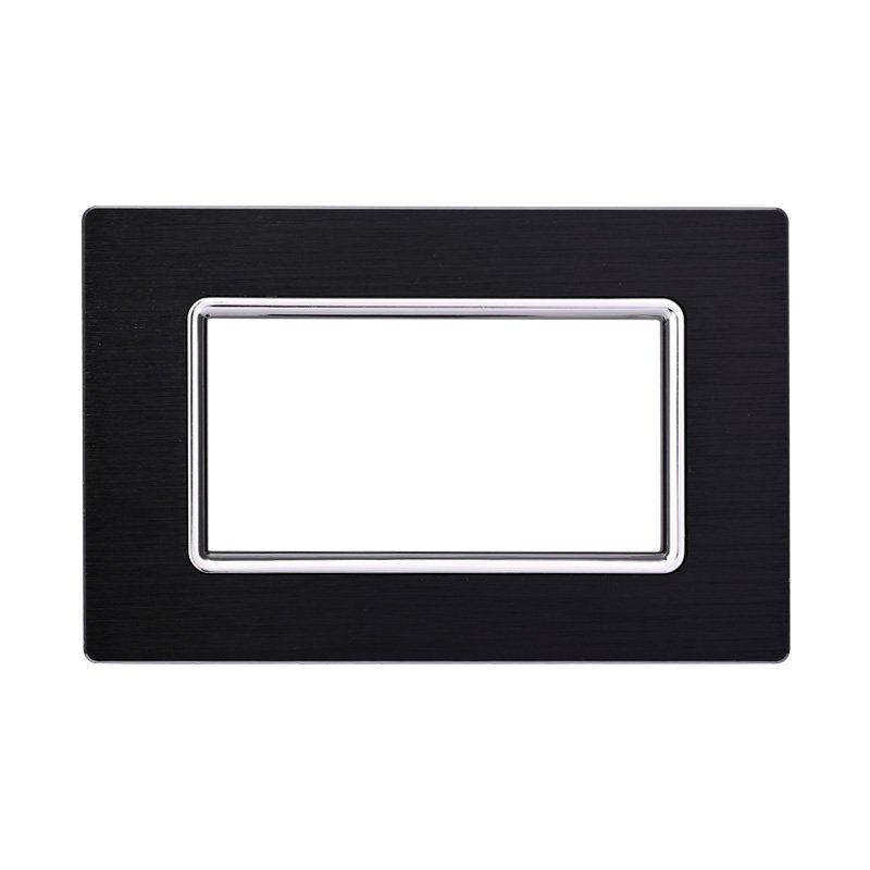 Placca In Alluminio ETTROIT Serie Space 4 Posti/Moduli 504 Compatibile Con Bticino Living, Disponibili Nero Grigio Bronzo Oro Silver Lucido 