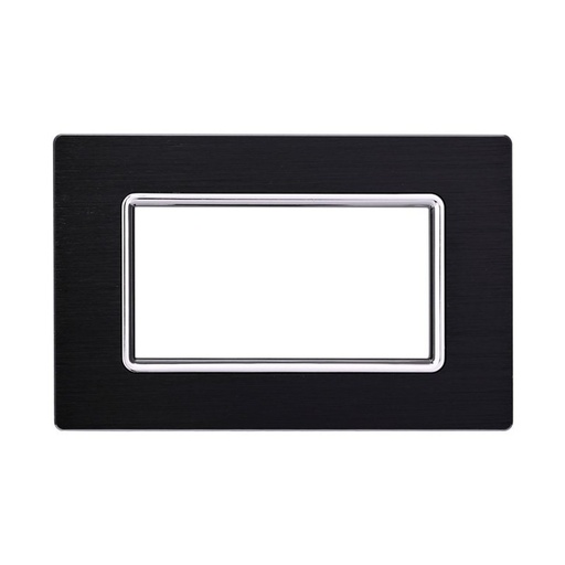 [BLN86402] ETTROIT Placca In Alluminio Serie Space 4P Colore Nero Compatibile Con Bticino Living Light