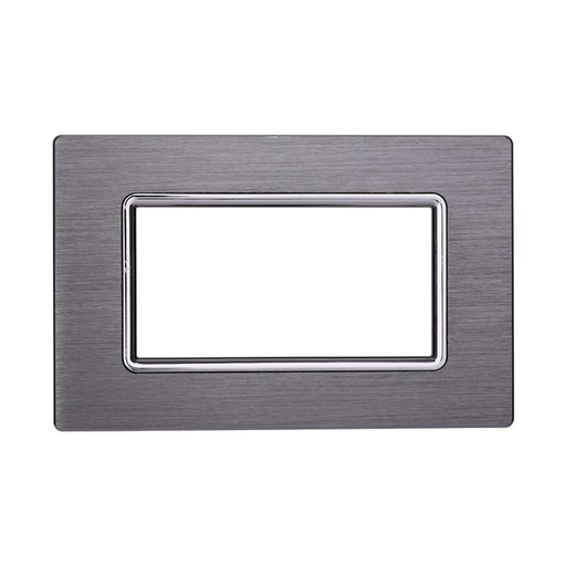 [BLN86406] ETTROIT Placca In Alluminio Serie Space 4P Colore Silver Compatibile Con Bticino Living Light