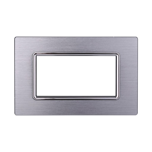 [BLN86417] ETTROIT Placca In Alluminio Serie Space 4P Colore Silver Lucido Compatibile Con Bticino Living Light