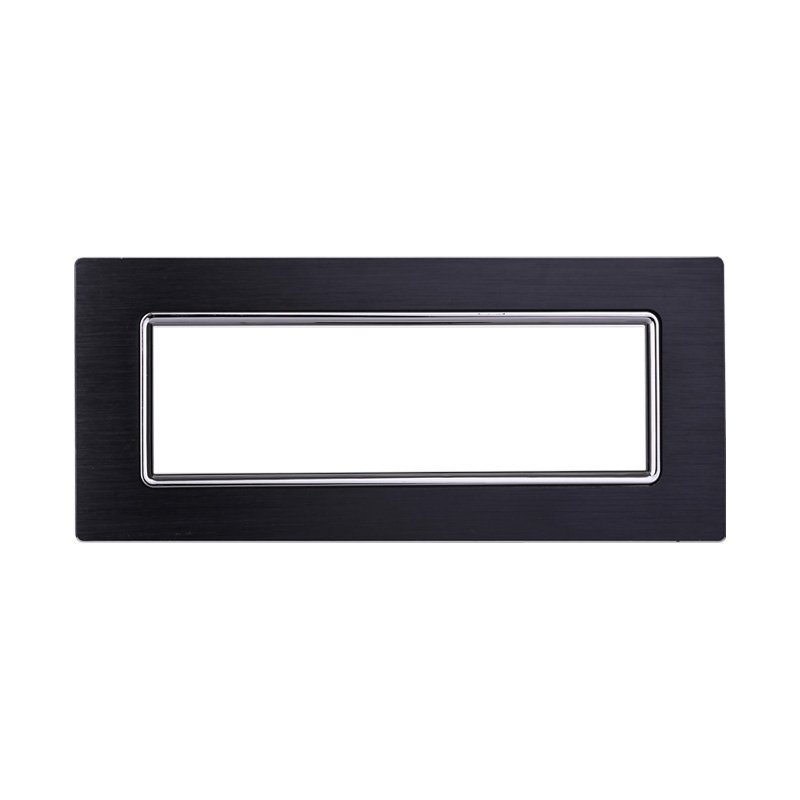 Placca In Alluminio ETTROIT Serie Space 7 Posti/Moduli 507 Compatibile Con Bticino Living, Disponibili Nero Grigio Bronzo Oro Silver Lucido 