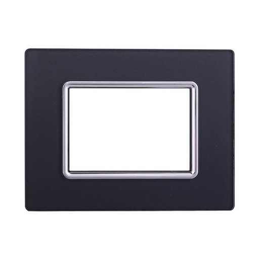 [BLN84310] ETTROIT Placca In Vetro Serie Space 3P Colore Acciaio Scuro Compatibile Con Bticino Living Light
