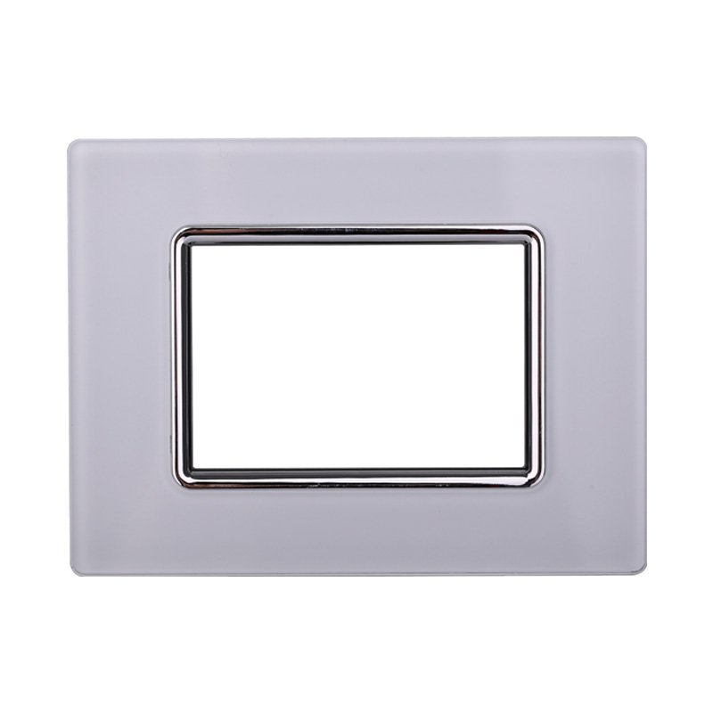 Placca In Vetro ETTROIT Serie Space 3 Posti/Moduli 503 Compatibile Con Bticino Living, Disponibili Bianco Nero Silver Acciaio Scuro Oro 