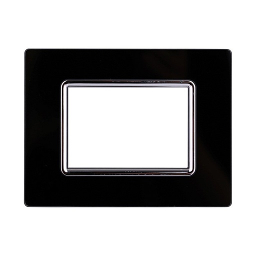 [BLN84302] ETTROIT Placca In Vetro Serie Space 3P Colore Nero Compatibile Con Bticino Living Light