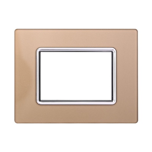 [BLN84311] ETTROIT Placca In Vetro Serie Space 3P Colore Oro Compatibile Con Bticino Living Light