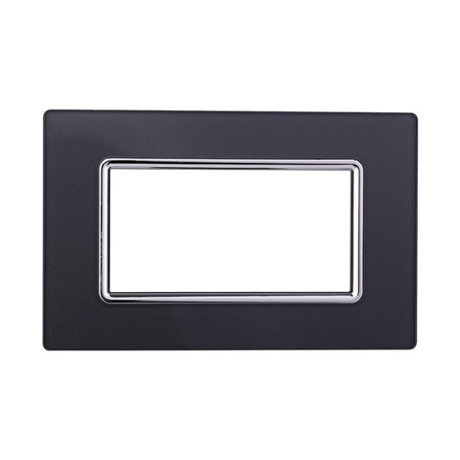 [BLN84410] ETTROIT Placca In Vetro Serie Space 4P Colore Acciaio Scuro Compatibile Con Bticino Living Light