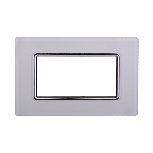 [BLN84401] ETTROIT Placca In Vetro Serie Space 4P Colore Bianco Compatibile Con Bticino Living Light
