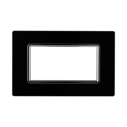 [BLN84402] ETTROIT Placca In Vetro Serie Space 4P Colore Nero Compatibile Con Bticino Living Light