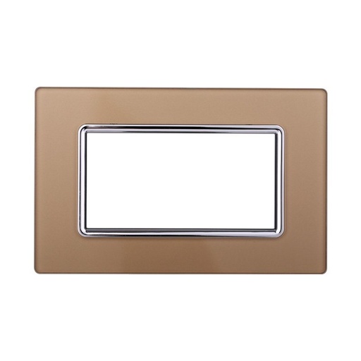 [BLN84411] ETTROIT Placca In Vetro Serie Space 4P Colore Oro Compatibile Con Bticino Living Light