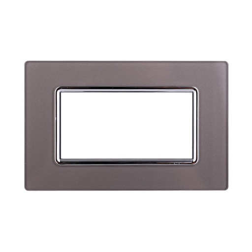 [BLN84406] ETTROIT Placca In Vetro Serie Space 4P Colore Silver Compatibile Con Bticino Living Light