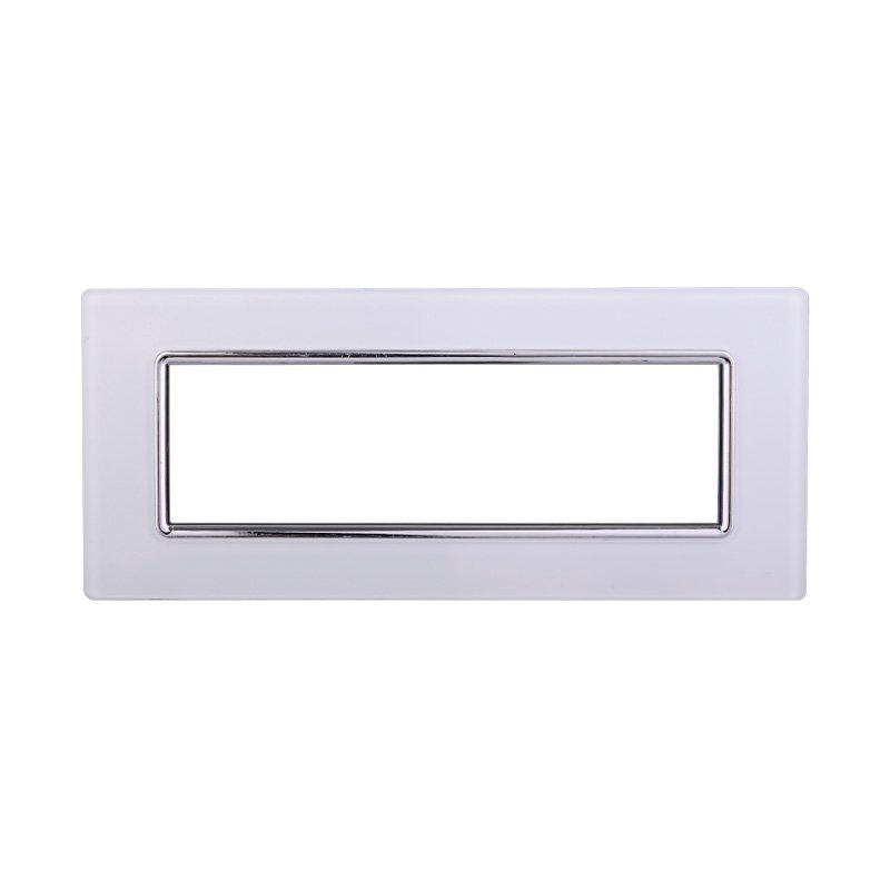 Placca In Vetro ETTROIT Serie Space 7 Posti/Moduli 507 Compatibile Con Bticino Living, Disponibili Bianco Nero Silver Acciaio Scuro Oro 
