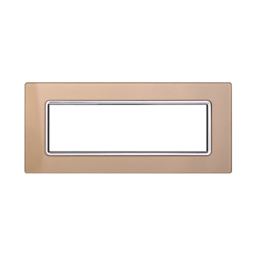 [BLN84711] ETTROIT Placca In Vetro Serie Space 7P Colore Oro Compatibile Con Bticino Living Light
