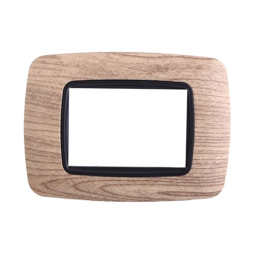 [BLN88305] ETTROIT Placca Plastica Bombata Serie Space 3P Colore Legno Scuro Compatibile Con Bticino Living International