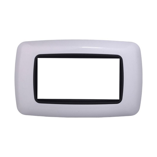 [BLN88401] ETTROIT Placca Plastica Bombata Serie Space 4P Colore Bianco Compatibile Con Bticino Living International