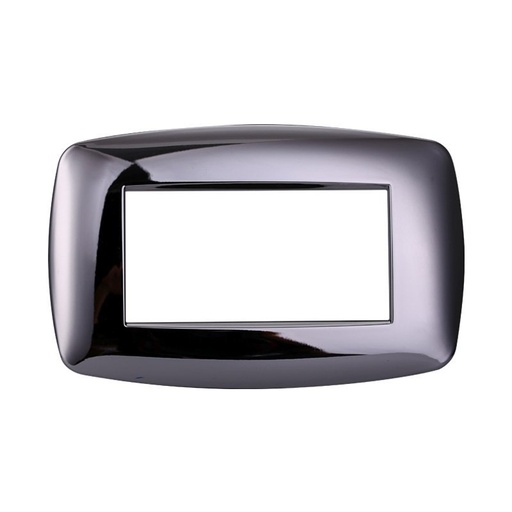 [BLN88413] ETTROIT Placca Plastica Bombata Serie Space 4P Colore Cromato Lucido Compatibile Con Bticino Living Light