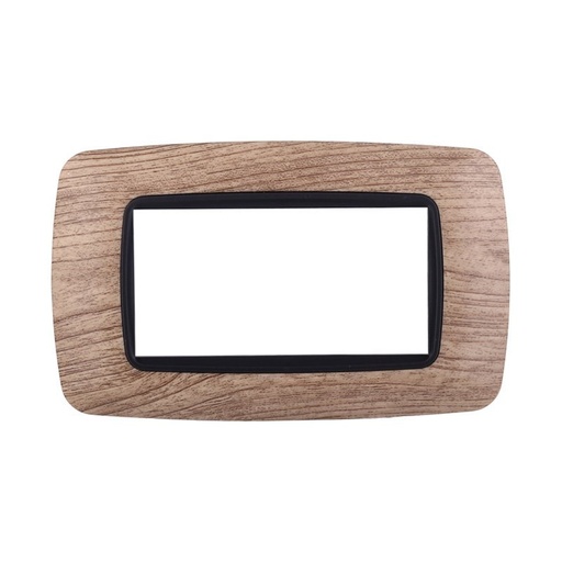 [BLN88404] ETTROIT Placca Plastica Bombata Serie Space 4P Colore Legno Chiaro Compatibile Con Bticino Living Light