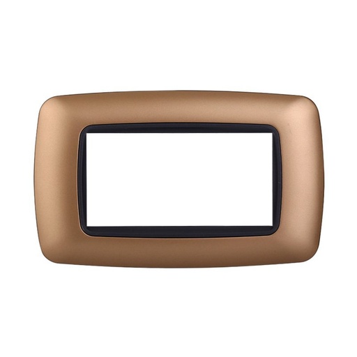[BLN88411] ETTROIT Placca Plastica Bombata Serie Space 4P Colore Oro Compatibile Con Bticino Living Light