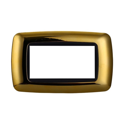 [BLN88412] ETTROIT Placca Plastica Bombata Serie Space 4P Colore Oro Lucido Compatibile Con Bticino Living International