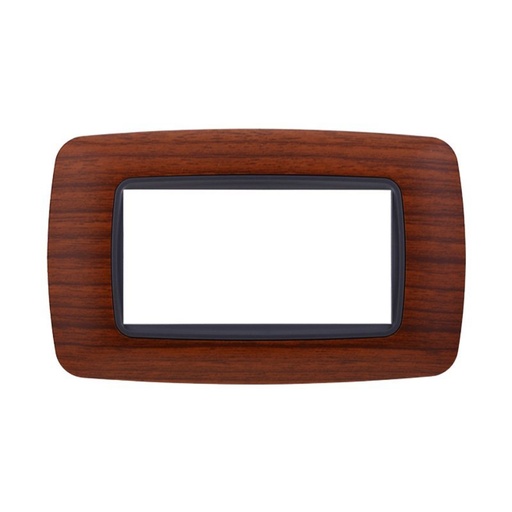 [BLN88403] ETTROIT Placca Plastica Bombata Serie Space 4P Colore Radica Compatibile Con Bticino Living Light