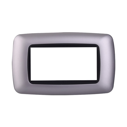 [BLN88406] ETTROIT Placca Plastica Bombata Serie Space 4P Colore Silver Compatibile Con Bticino Living Light