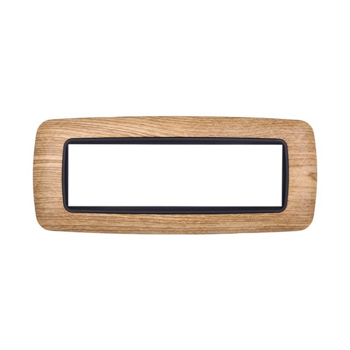 [BLN88705] ETTROIT Placca Plastica Bombata Serie Space 7P Colore Legno Scuro Compatibile Con Bticino Living Light